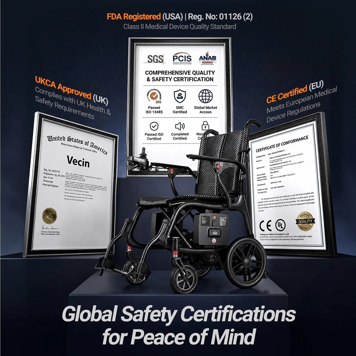 Fold & Travel Mobility accessibility equipment Ultra Lightweight Carbon Fiber Electric Wheelchair with Caregiver Remote Control
