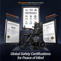 Fold & Travel Mobility accessibility equipment Ultra Lightweight Carbon Fiber Electric Wheelchair with Caregiver Remote Control