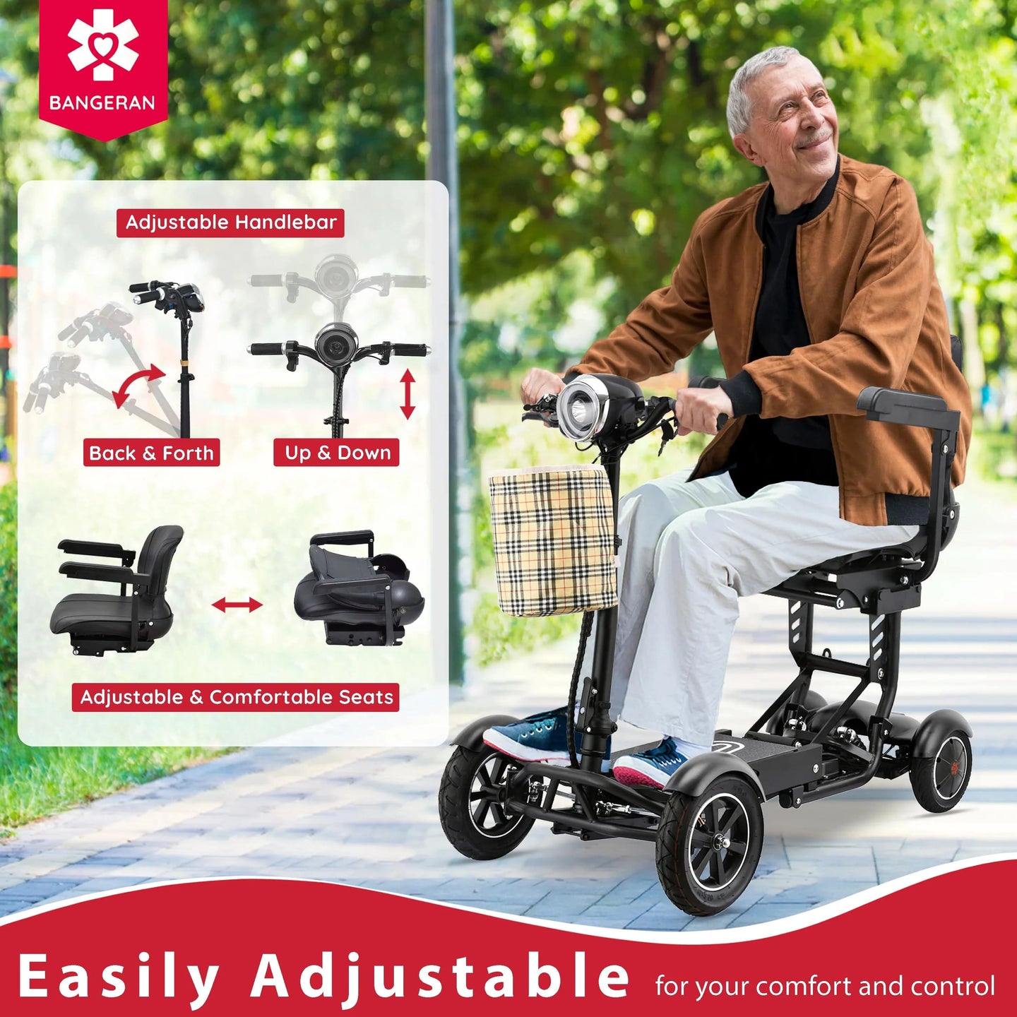 Fold & Travel Mobility Mobility Scooter Scooter Cruiser City Medical Mobility Big Seat Red