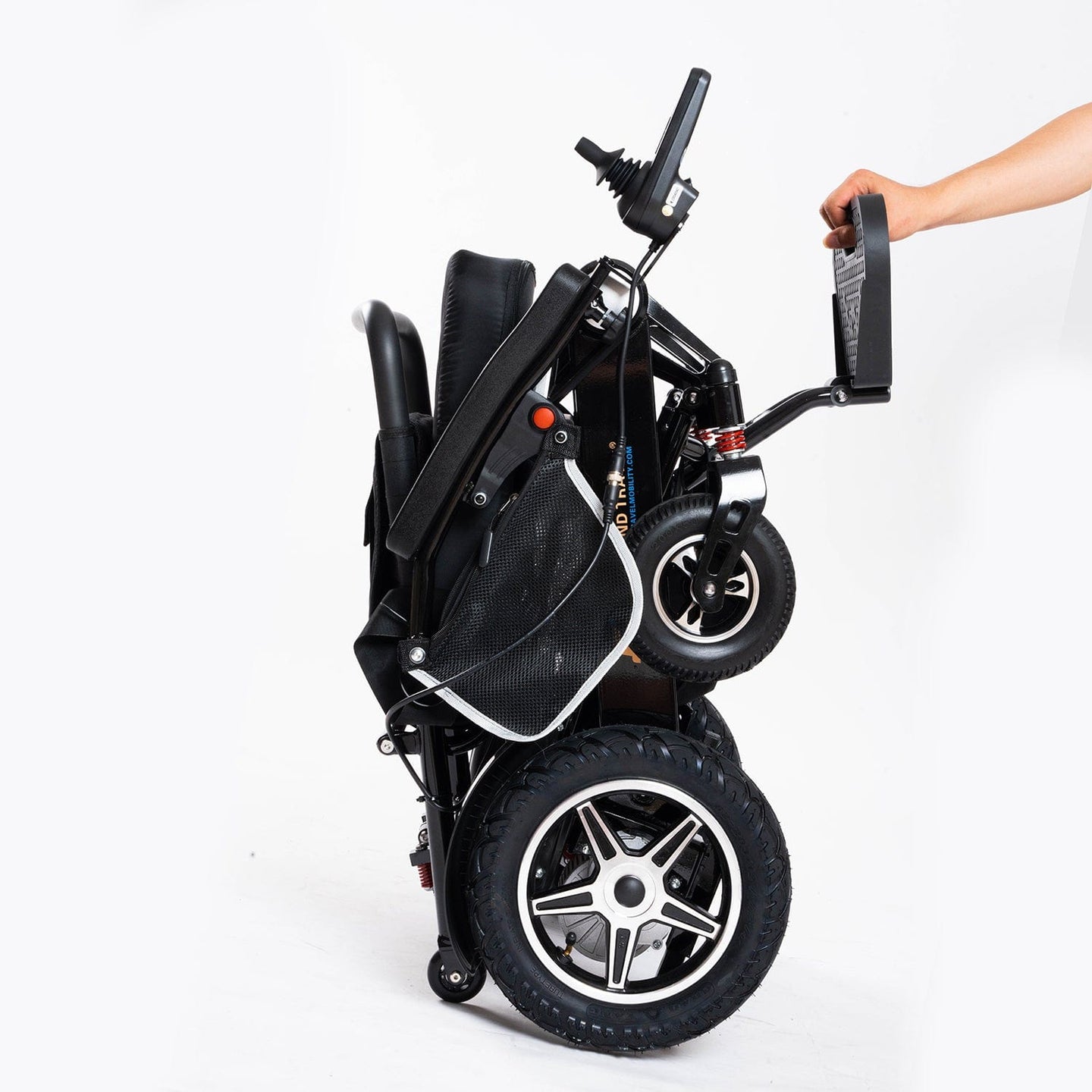 Fold and Travel Electric Wheelchair Heavy Duty Electric Wheelchair 22" Wide Seat Foldable Power Wheelchair - BLACK