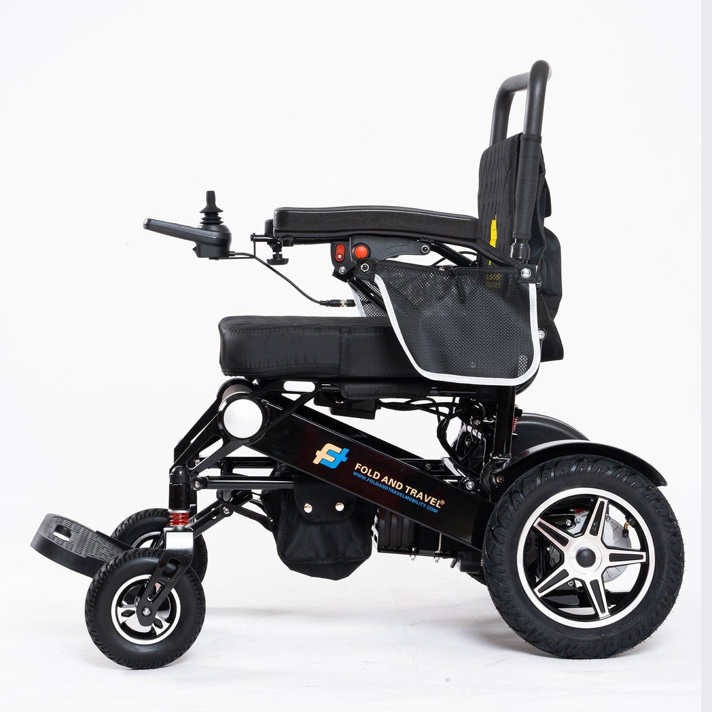Fold and Travel Electric Wheelchair Heavy Duty Electric Wheelchair 22" Wide Seat Foldable Power Wheelchair - BLACK