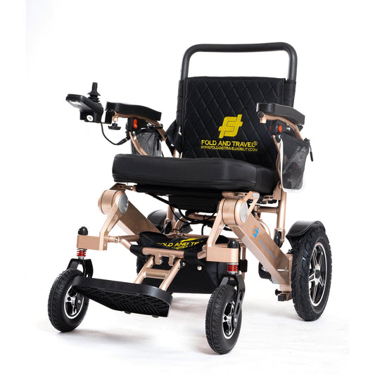 foldandtravel Electric Wheelchair Remote Control Lightweight Foldable Wide Seat Power Wheelchair Electric Wheelchair