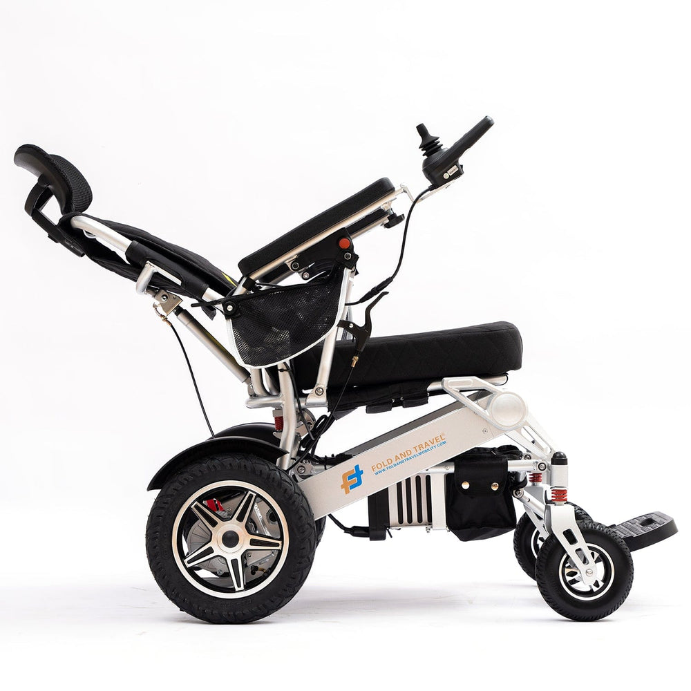 Fold and Travel Electric Wheelchair Fold And Travel Manual Recline Foldable Electric Wheelchair Travel Ready Portable Power Chair Travel Companion for Seniors and Adults