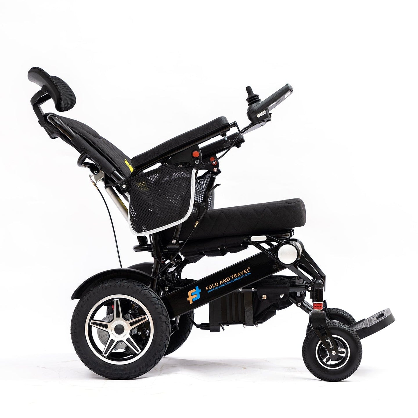 Fold and Travel Electric Wheelchair Black Frame / 1 Battery 15+ Miles Range Fold And Travel Manual Recline Foldable Electric Wheelchair Travel Ready Portable Power Chair Travel Companion for Seniors and Adults