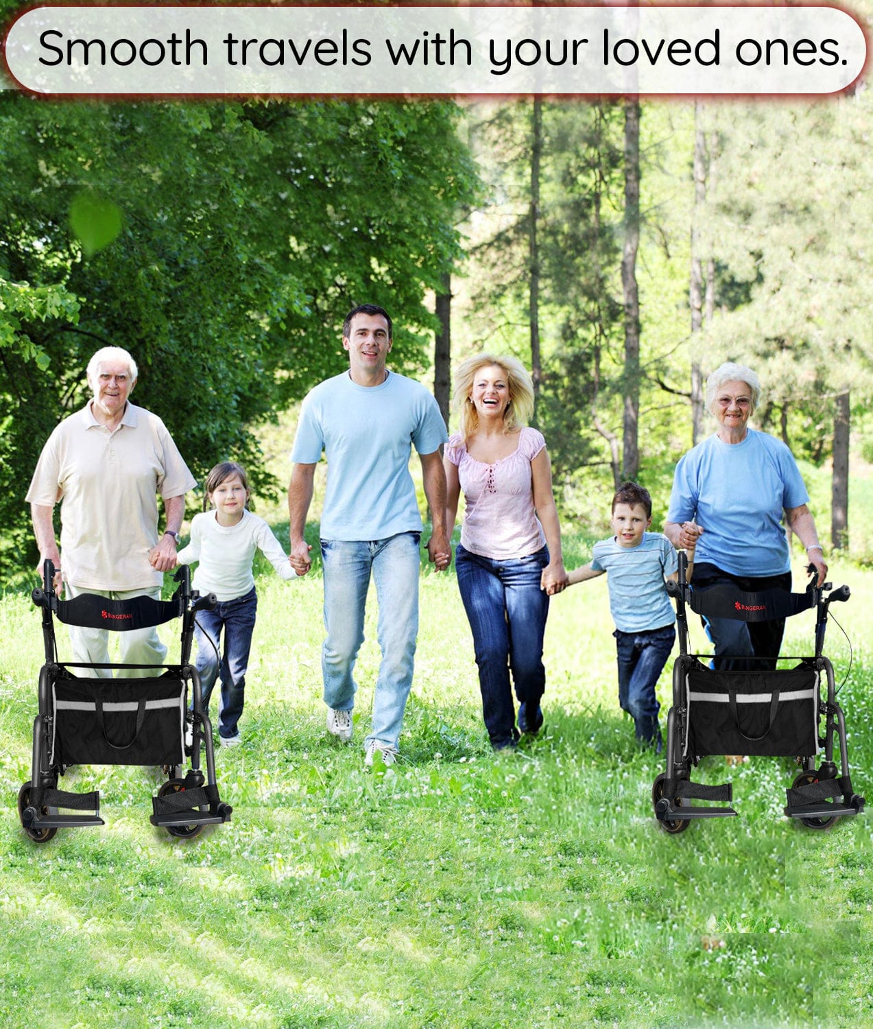 Bangeran Rollators & Walkers Day Walker Folding Rollator Walker Manual Wheelchair 3 in 1 Durable Foldable Rolling Walker with Seat