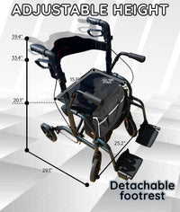 Bangeran Rollators & Walkers Day Walker Folding Rollator Walker Manual Wheelchair 3 in 1 Durable Foldable Rolling Walker with Seat