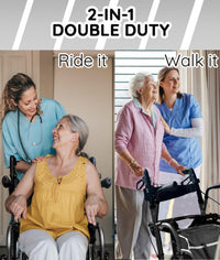 Bangeran Rollators & Walkers Day Walker Folding Rollator Walker Manual Wheelchair 3 in 1 Durable Foldable Rolling Walker with Seat