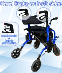 Bangeran Rollators & Walkers Day Walker Folding Rollator Walker Manual Wheelchair 3 in 1 Durable Foldable Rolling Walker with Seat