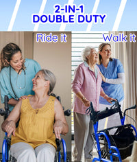 Bangeran Rollators & Walkers Day Walker Folding Rollator Walker Manual Wheelchair 3 in 1 Durable Foldable Rolling Walker with Seat