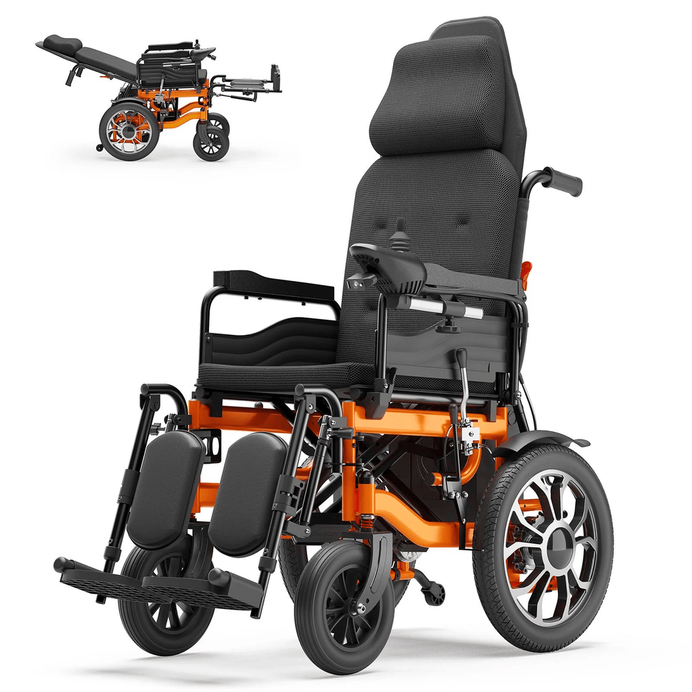 Fold and Travel Electric Wheelchair Reclining Electric Wheelchair 160° Adjustable Backrest Elevating Leg Rest