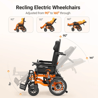 Fold and Travel Electric Wheelchair Reclining Electric Wheelchair 160° Adjustable Backrest Elevating Leg Rest
