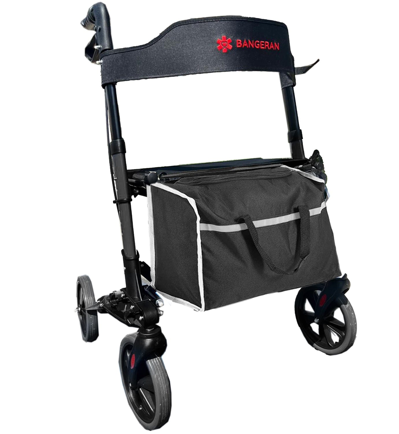 Bangeran Rollators & Walkers Black Easy Carry Folding Rollator Walker with Seat Foldable Rolling Walker with Durable Aluminum