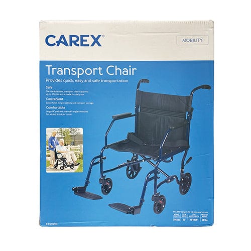 Complete Medical Mobility Products Transport Chair, 19", Steel Metallic Blue, Folding