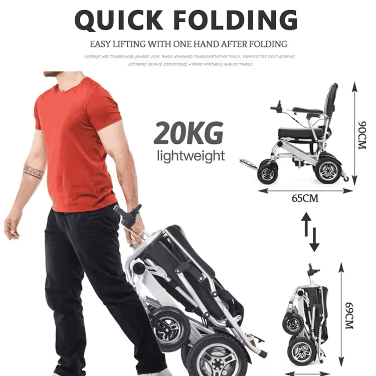Fold & Travel Mobility Electric Wheelchair Super Lightweight Folding Electric Wheelchair Ready to Travel 43 lbs Only