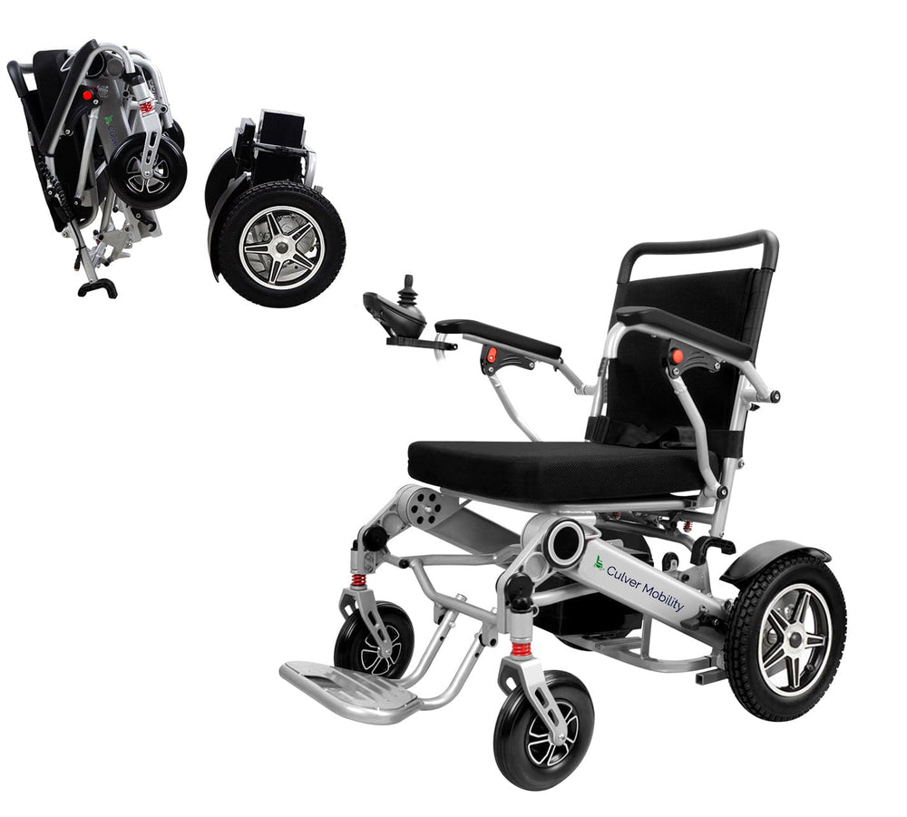 Fold & Travel Mobility Electric Wheelchair Folding Heavy Duty Electric Wheelchair - 400 lbs - 500W - 14Miles