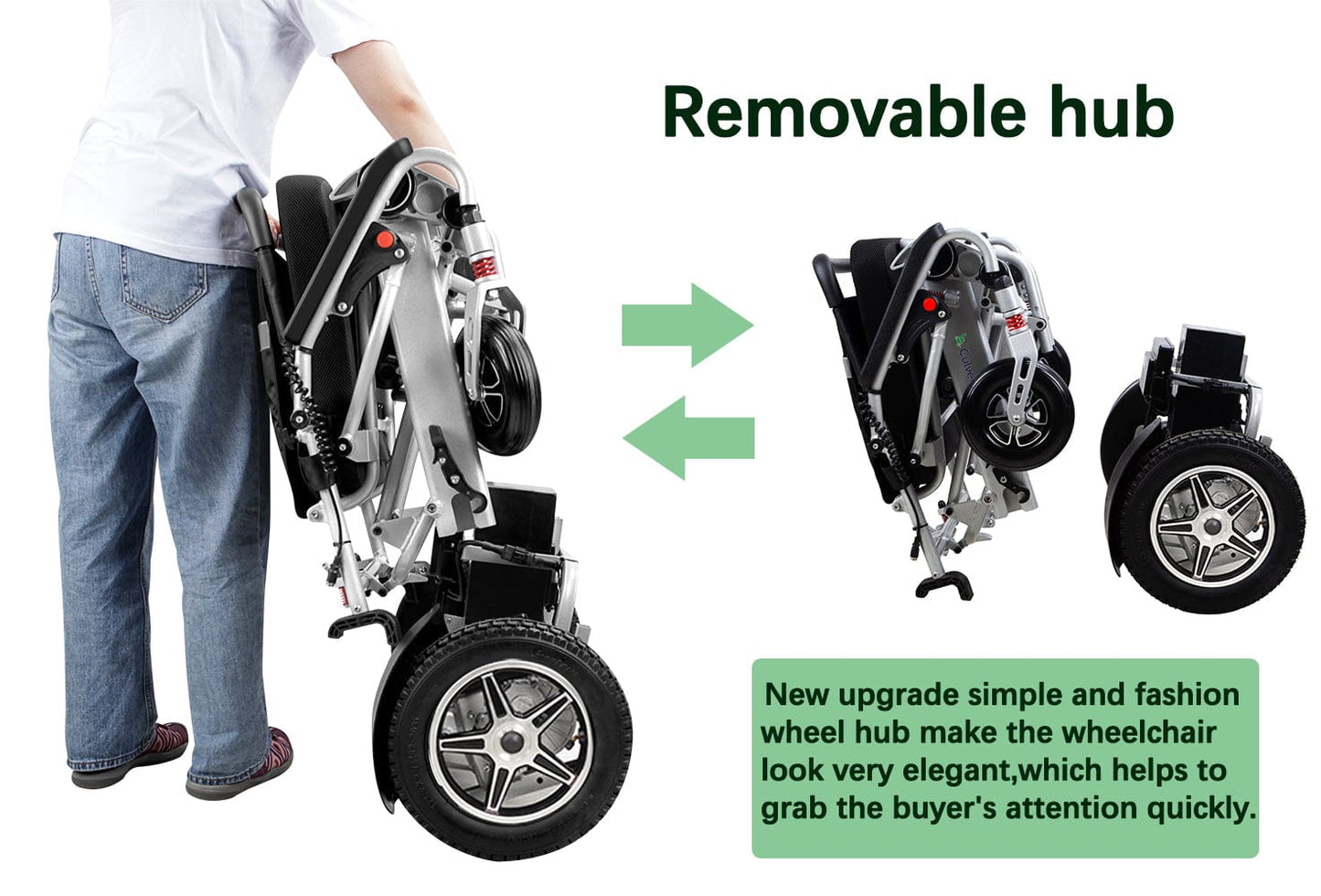 Fold & Travel Mobility Electric Wheelchair Folding Heavy Duty Electric Wheelchair - 400 lbs - 500W - 14Miles