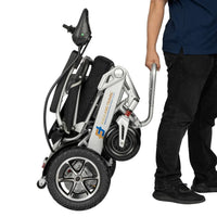 Fold and Travel Electric Wheelchair Electric Wheelchair Silver, Black Seat Premium Lightweight