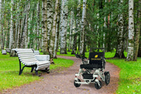 Fold and Travel Electric Wheelchair Electric Wheelchair Silver, Black Seat Premium Lightweight