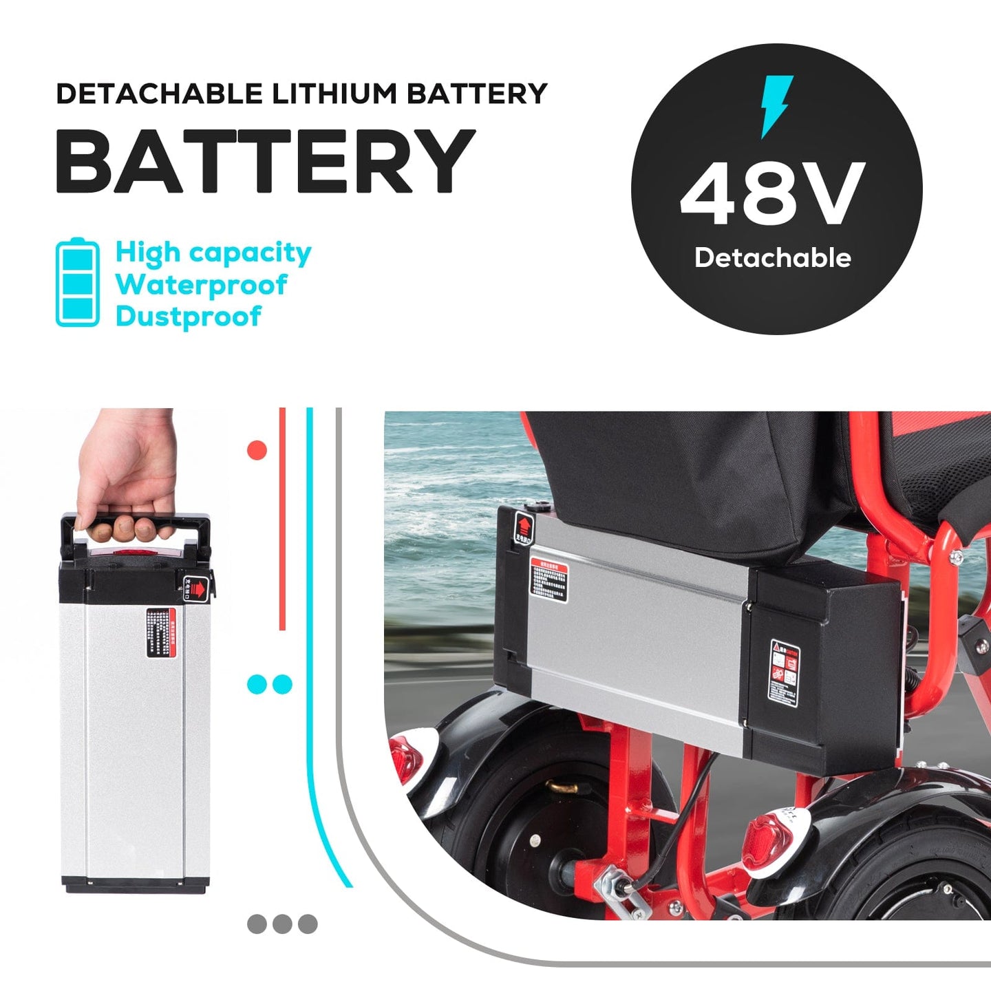 Fold & Travel Mobility Mobility Scooter Folding Electric Mobility Scooter 3 Wheel Lightweight Portable Power Travel Scooters