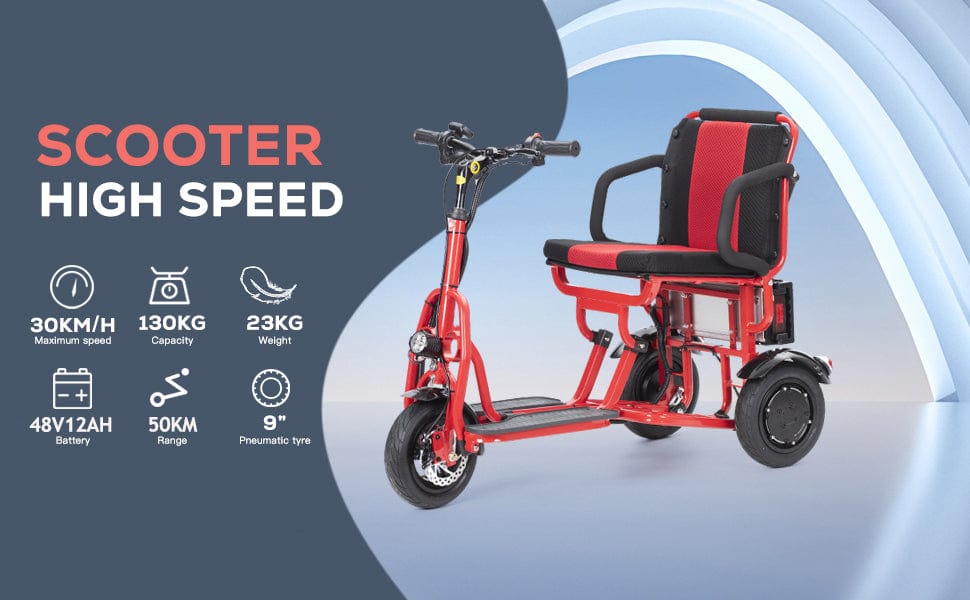 Fold & Travel Mobility Mobility Scooter Folding Electric Mobility Scooter 3 Wheel Lightweight Portable Power Travel Scooters