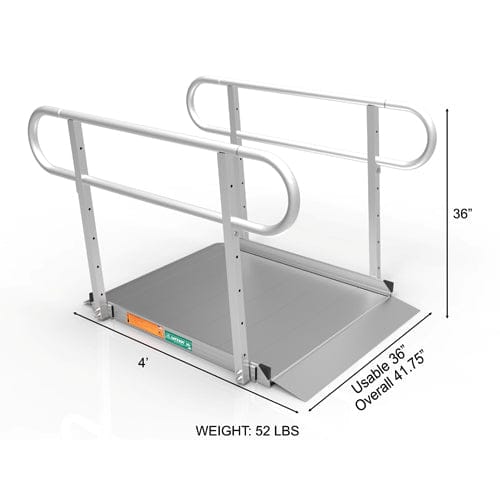 Complete Medical Wheelchairs & Accessories Portable Ramp, Solid Surface 4' w/Handrails Two-Line 3G