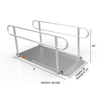 Complete Medical Wheelchairs & Accessories Portable Ramp, Solid Surface 6' w/Handrails Two-Line 3G