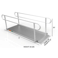 Complete Medical Wheelchairs & Accessories Portable Ramp, Solid Surface 8' w/Handrails Two-Line 3G