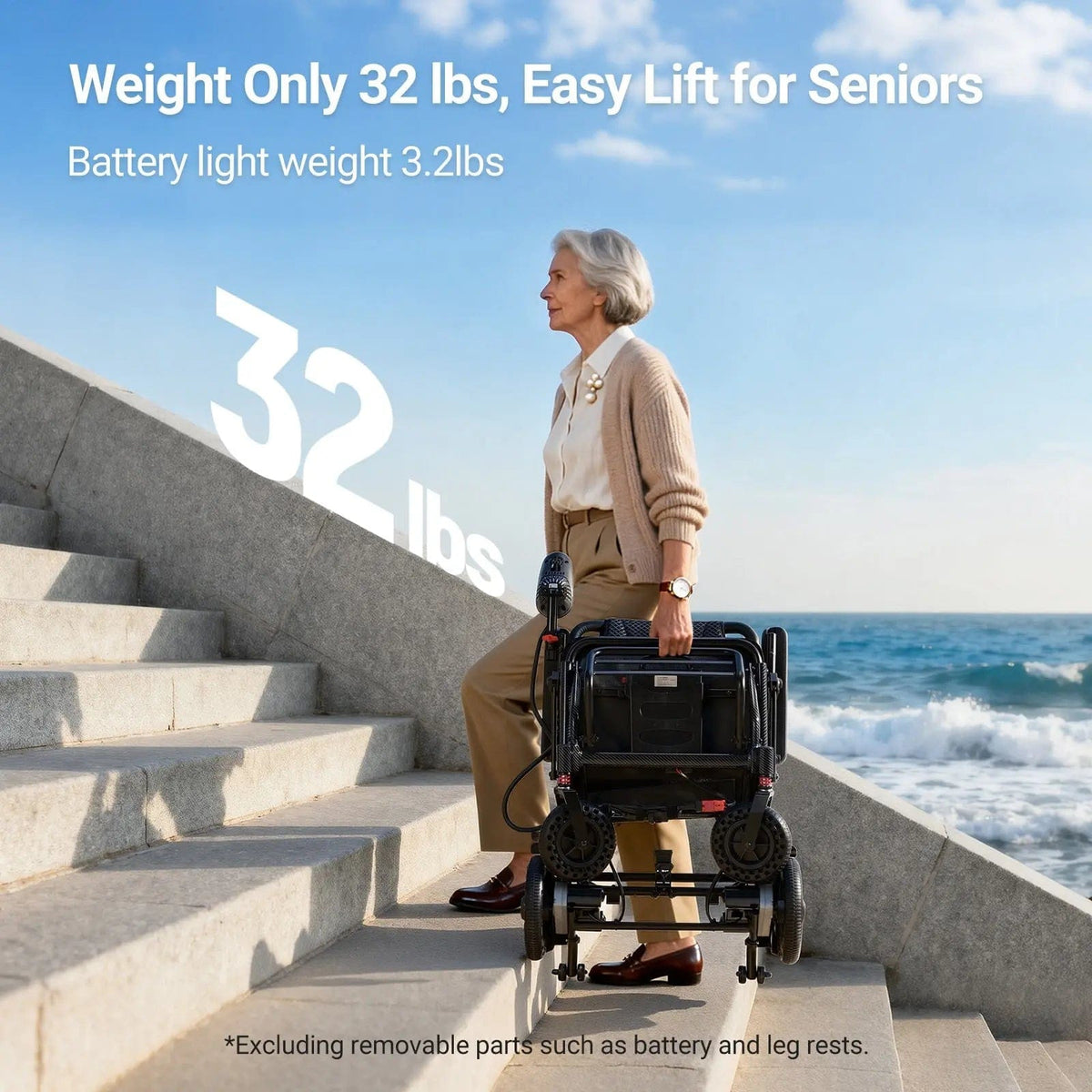 Fold & Travel Mobility accessibility equipment Upgrade Airline-Approved Lightweight Folding Electric Wheelchair A406 (Travel-Ready)