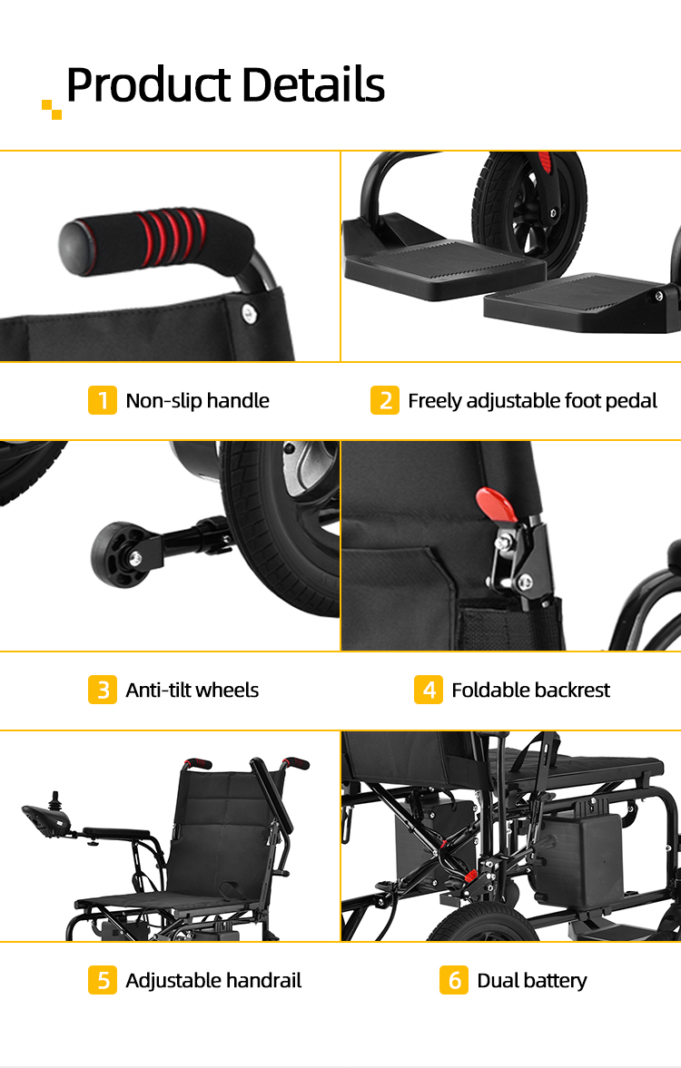 Fold & Travel Mobility Electric Wheelchair Super Lightweight Folding Electric Wheelchair