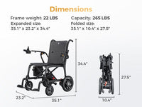 Fold & Travel Mobility Gray Paiseec Carbon Fiber Electric Wheelchair Q5