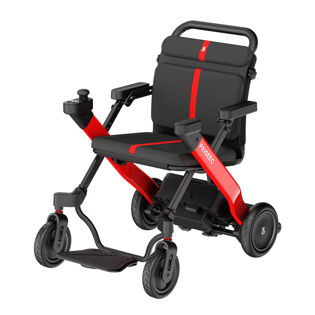 Fold & Travel Mobility Red / LEFT Paiseec 2-in-1 Electric Wheelchair W1 Lightweight Foldable Compact