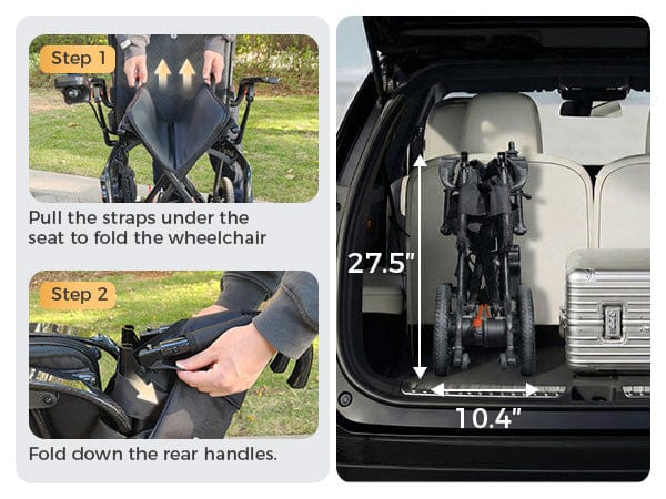 Fold & Travel Mobility Gray Paiseec Carbon Fiber Electric Wheelchair Q5