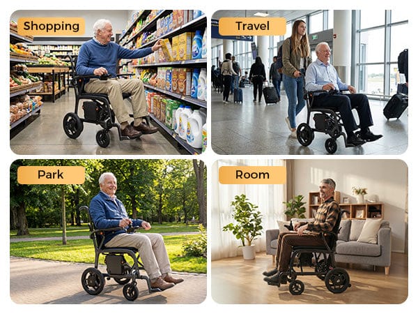 Fold & Travel Mobility Gray Paiseec Carbon Fiber Electric Wheelchair Q5