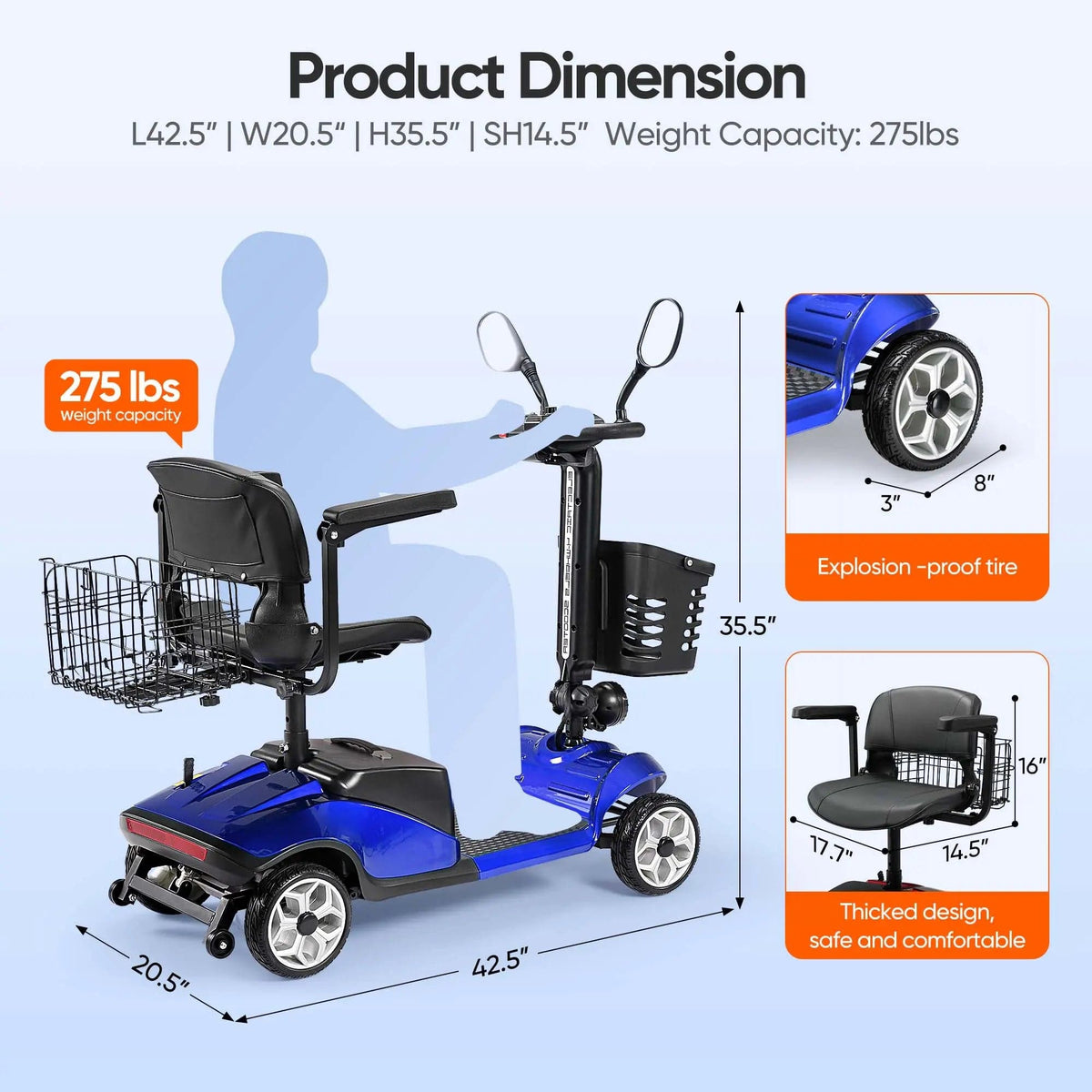 Fold & Travel Mobility accessibility equipment 4 Wheel Scooter with Display YL09B