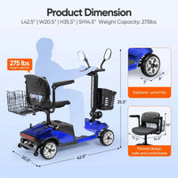 Fold & Travel Mobility accessibility equipment 4 Wheel Scooter with Display YL09B