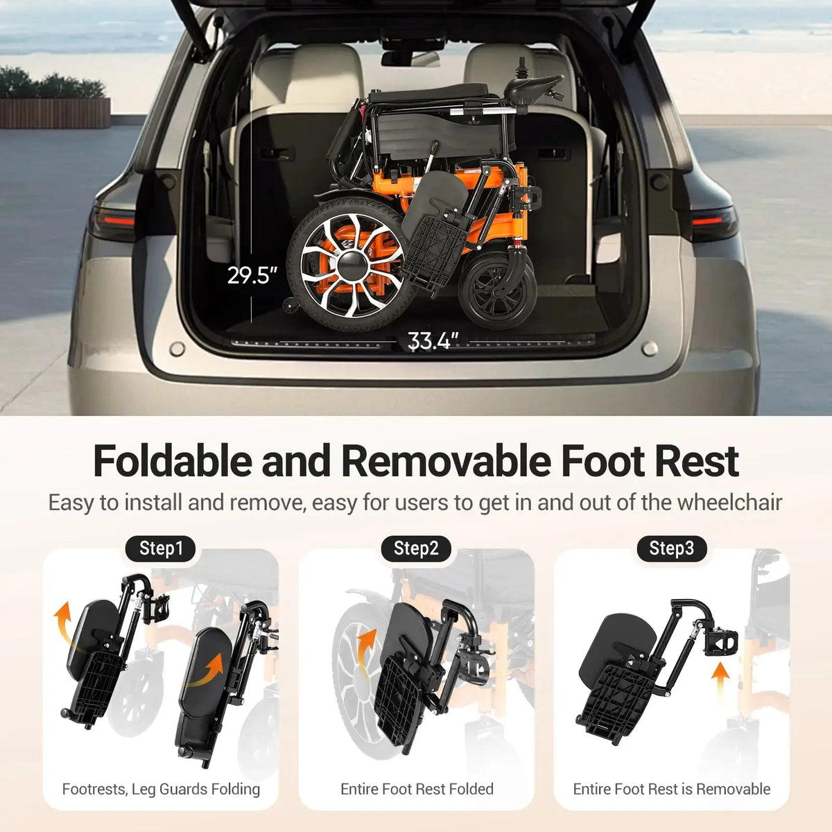 Fold & Travel Mobility accessibility equipment 160° Adjustable Backrest Reclining Electric Wheelchair E310S