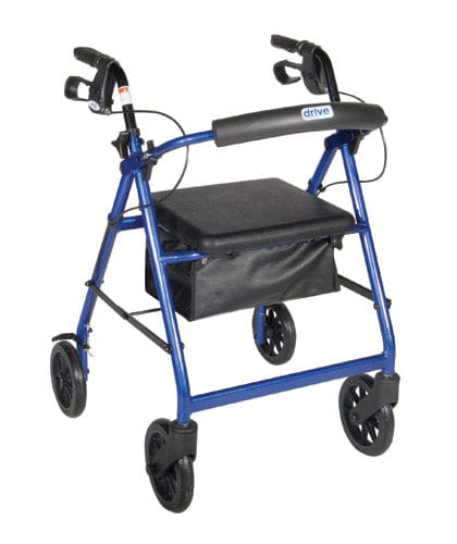 Complete Medical Mobility Products Rollator, Aluminum w/Fold-Up & Remov Back, Padded Seat Blue