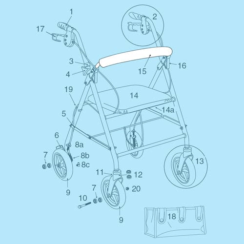 Complete Medical Mobility Products Backrest Replacement For R800 and R900 Rollator Series