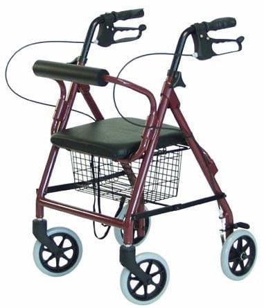 Complete Medical Mobility Products Bariatric 4-Whl Rollator Hemi Burgundy, Imperial 450# Wt Cap