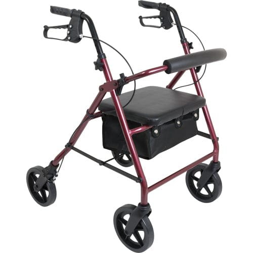 Complete Medical Mobility Products Deluxe Aluminum Rollator 8" Wheels,Burgundy