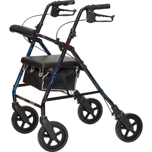 Complete Medical Mobility Products Deluxe Aluminum Rollator, Blue, Flame, 8" Wheels