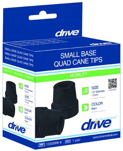 Cane Tips 1/2" for Quad Canes (Small Base) 4/Box Black Drive