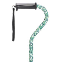 Complete Medical Mobility Products Offset Cane with Gel Grip Green Leaves