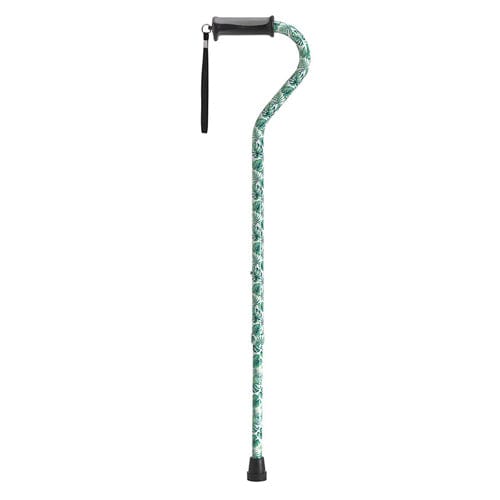 Complete Medical Mobility Products Offset Cane with Gel Grip Green Leaves