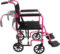 Complete Medical Wheelchairs & Accessories Transport Chair, Alum,19",with Footrests, Pink, ProBasics