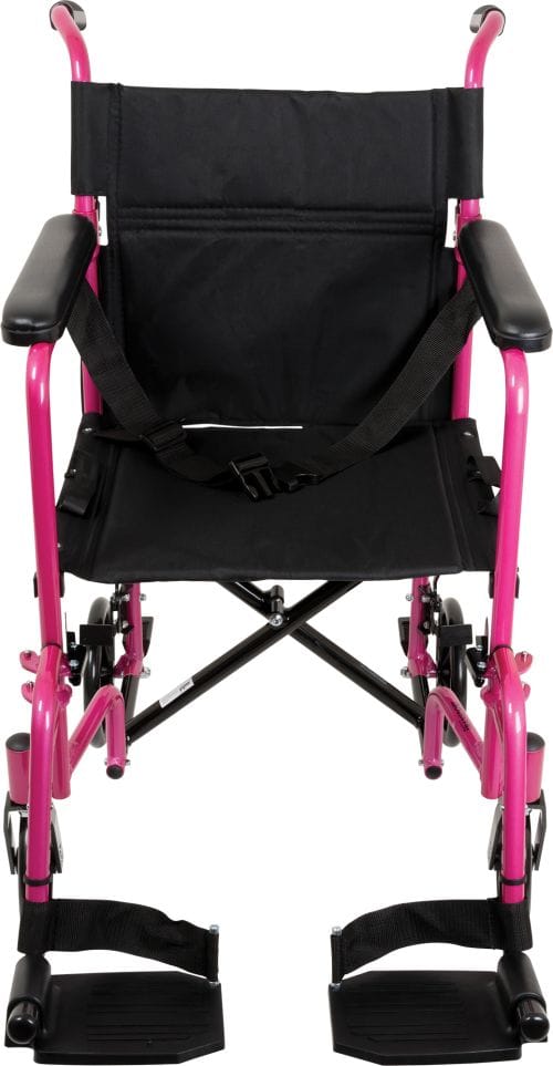 Complete Medical Wheelchairs & Accessories Transport Chair, Alum,19",with Footrests, Pink, ProBasics