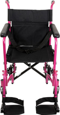 Complete Medical Wheelchairs & Accessories Transport Chair, Alum,19",with Footrests, Pink, ProBasics