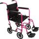 Complete Medical Wheelchairs & Accessories Transport Chair, Alum,19",with Footrests, Pink, ProBasics