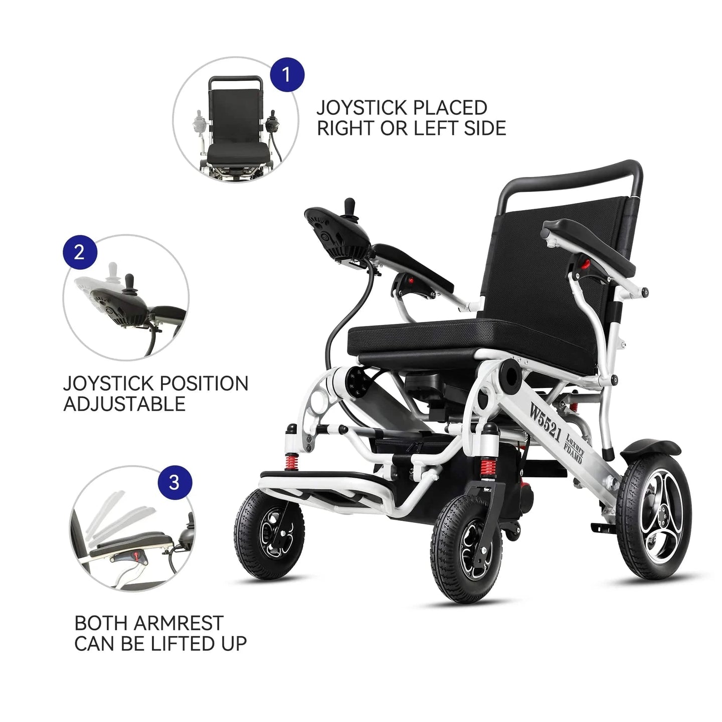 Fold and Travel Electric Wheelchair Powerful Lightweight Foldable Electric Wheelchair