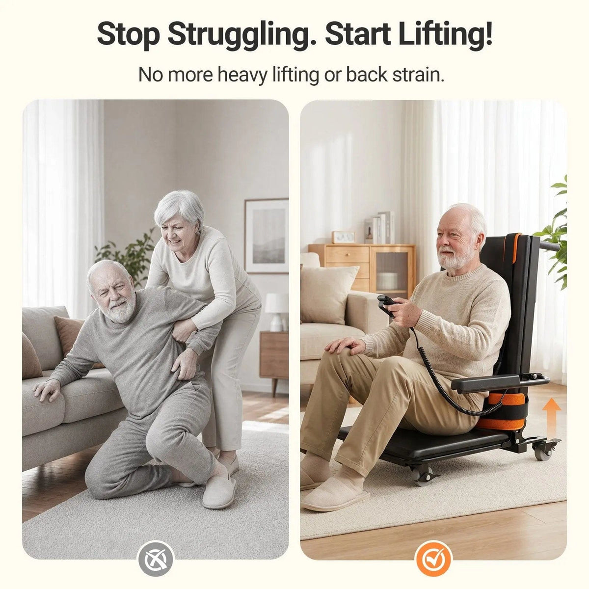 Fold & Travel Mobility accessibility equipment Caregiver-friendly Heavy-Duty 440lbs 4-Wheel Non-Slip Electric Lift Chairs for Elderly